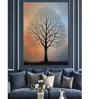 Minimalist Siyah Beyaz Bilge Ağaç Dekoratif Kanvas - Mdf Ahşap Tablo