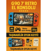 G90 Retro El Konsolu 7” IPS Ekran, 128GB Kart, PS1, NES, Arcade Destekli Oyun Konsolu