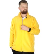 Mode XL Büyük Beden Erkek Fermuarlı Polar Hırka Dik Yaka 22550 Sarı