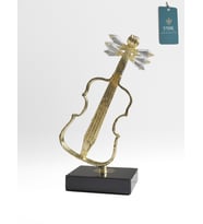 Kristal Detaylı Altın Renk Dekoratif Keman/ Gitar (Gold)