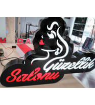 Güzellik Salonu Yazılı Tabela 3D Led Neon Etkili Işıklı Tabela 30X45 CM Tek Taraflı