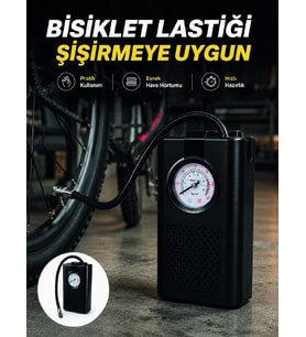 Analog Manometreli Kompakt Araç Hava Pompası Lastik Şişirme Cihazı