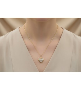 STİL İNCİSİ/ XUPING JEWELRY KALP ZİRKON TAŞLI KOLYE (Altın)