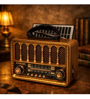 Everton Rt-707 Nostaljik Solar Enerjili Bluetooth Radyo Müzik Çalar (Ekru-Koyu Kahve)