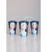 "DEKOMUS CEP DEFTERİ HEDİYELİ" LİSANSLI ELSA FROZEN PİPETLİ BARDAK