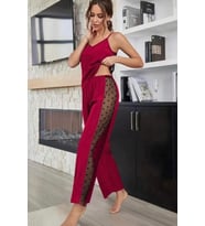 Bambu Tül Detaylı Pijama Takımı (Kırmızı)