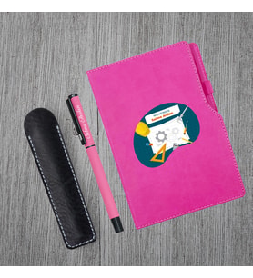 Kişiye Özel UV Baskılı Mühendis Temalı Pembe Defter & Pembe Roller Kalem