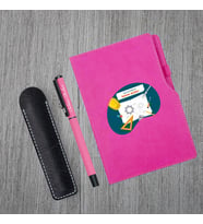 Kişiye Özel UV Baskılı Mühendis Temalı Pembe Defter & Pembe Roller Kalem
