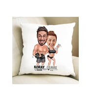 Karikatürlü Sporcu Çiftler Yastık