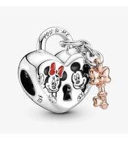 Nur Silver Mickey Mouse ve Minnie Kilit Gümüş Charm NUR-CM00388