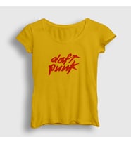 Presmono Kadın Sarı Logo Daft Punk T-Shirt 59987tt (Sarı)