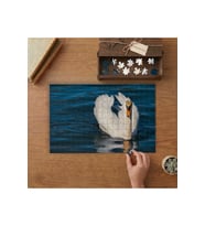 Denizde Beyaz Kuğu Tasarımı 240 parça Ahşap Puzzle Ahşap Kutuda MP05253