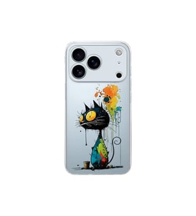 iPhone 17 Pro Max ile Uyumlu Splash Kedi Tasarımlı Şeffaf Silikon Kılıf