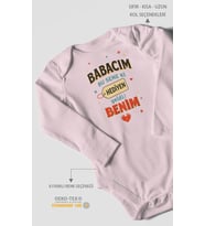 Babacım Bu Sene Ki Hediyen Geldi Benim Baskılı Bebek Zıbını – Çıtçıtlı Body  %100 Pamuk Uzun Kol (Bebek Pembesi)