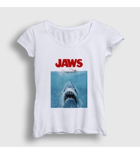 Presmono Kadın Beyaz Poster Shark Film Jaws T-Shirt 372558tt