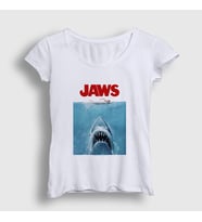 Presmono Kadın Beyaz Poster Shark Film Jaws T-Shirt 372558tt