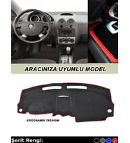 Fıat Albea (2000-2005) İçin Uyumlu 3d Torpido Kılıfı Panel Koruyucu Göğüs Kaplama - Kırmızı Şerit