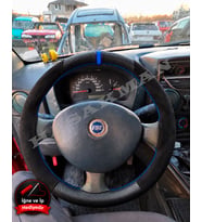 Fiat Palio Dikme Direksiyon Kılıfı Alcantara Süet Mat Karbon Mavi Yüzük ve Dikiş 2002-2012