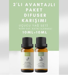 Derin Nefes Arındırıcı Ve Rahatlatıcı 2'li Difüzör Karışımı Okaliptus Ve Nane Saf Uçucu Yağı 20ml