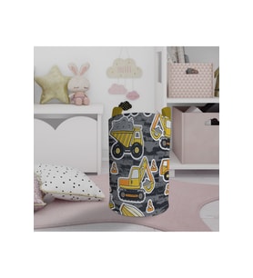 MEKTA HOME BEBEK VE ÇOCUK ODASI İş Makine Desenli Oyuncak Sepeti