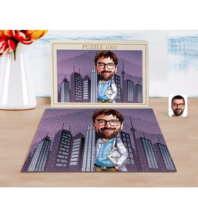 BK Gift Kişiye Özel Erkek Doktor Karikatürlü 1000 Parça Profesyonel Puzzle-8