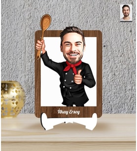 Kişiye Özel Masterchef Temalı Karikatür Ahşap Biblo