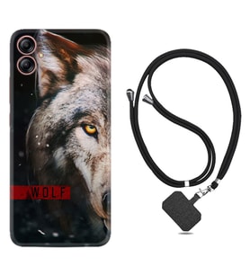 Samsung Galaxy A04E Kılıf Silikon Boyun Askılı İpli Desenli Silikon Wolf Eyes 1758