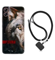 Samsung Galaxy A04E Kılıf Silikon Boyun Askılı İpli Desenli Silikon Wolf Eyes 1758
