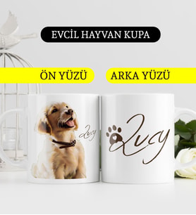 BK Gift Kişiye Özel Evcil Hayvan Karikatürlü Beyaz Kupa Bardak-11, Arkadaşa Hediye, Sevgiliye Hediye