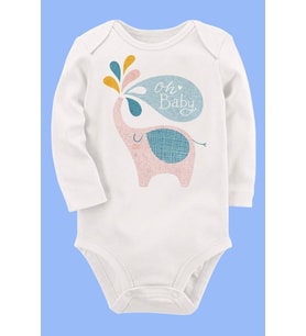 Organik Baskılı Pamuklu Unisex Bebek Body UZUNKOLE39