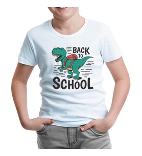Dinosaur Back to School with the Bag Beyaz Çocuk Tshirt