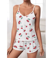 Berry Askılı Şort Pijama Takımı (Beyaz)