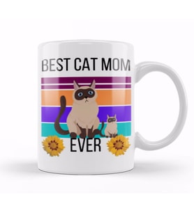 Mothers Day 2021 Best CAT MOM ever Funny 2021 Kupa Bardak Porselen
