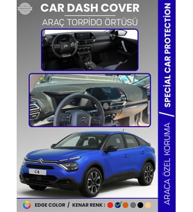 CITROEN C4 (2020-2025) Torpido Örtüsü Ön Göğüs Koruma Araca Özel Çatlamayı Önler Kaymaz Kolay Montaj