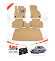 e-biz BMW 5 SERİSİ-E60-SEDAN (2004-2010) Uyumlu EVA Oto Paspas Bagaj Paspası Dahil Bej