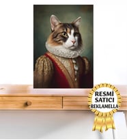No:7 Kişiye Özel Tasarım Evcil Hayvan Tablosu Patili Hediyelik Kraliyet kıyafetli Portresi