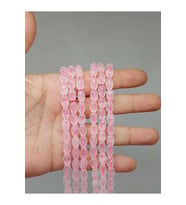 Bileklik Boy Pembe Kuvars Taşı Arpa Kesim Yarım Dizi 6*8.5mm (51114) (18CM UZUNLUĞUNDADIR)