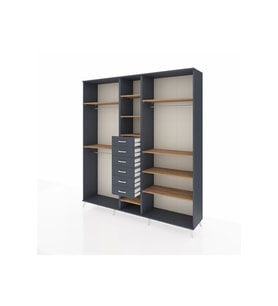 Hyperion Dolap 10 Raflı 6 Çekmeceli 3 Askılı 220x44x243 Antrasit-Çam/Antrasit
