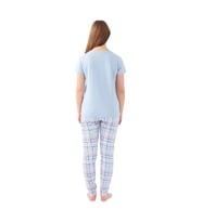 Pierre Cardin Pamuklu Lastikli Paça Kısa Kol Bayan Pijama Takım (Mavi)