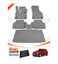 e-biz DACİA SANDERO STEPWAY (2012-2020) Uyumlu EVA Oto Paspas Bagaj Paspası Dahil Açık Gri