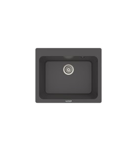 POLEX Cristalüx Granit Eviye P-N60 Tezgah Altı Ve Tezgah Üstü Kare Mutfak Evyesi 61,5x51,8cm (Antrasit)