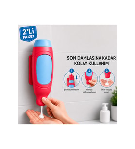 Banyo Şampuan Duş Dispenseri - Sıvı Sabunluk Duvara Monte Manuel Sabunluk - Şampuan ve Sabun Şişeleri için, Silikon Hazne