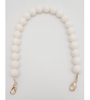Angel Çanta Aksesuar 40 cm Mat Beyaz 1.5 cm Boncuklu Kancalı Sap Light Gold Metalli