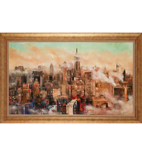 Çerçeveli Paspartulu Manzara Tablo ah1980 (Gold)