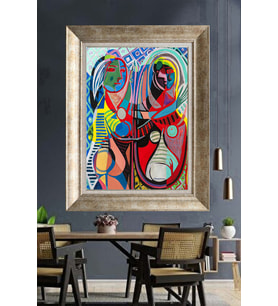 Tablore Picasso Tarzı Soyut Kadın Portresi Çerçeveli Tablo Kübist Renkli Duvar Dekoru Modern Salon Tablosu