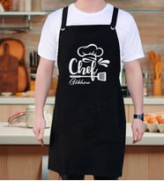 BK Gift Kişiye Özel İsimli Chef Tasarımlı Profesyonel Siyah Mutfak Önlüğü, Aşçı Önlüğü, Şef Önlüğü, Arkadaşa Hediye-1 (Model 5)