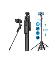 Yapay Zeka Selfie Stick – Titreşimsiz, 360° Dönüş, Tripod Özellikli