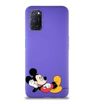 Oppo A72 Soft Premier Kapak Mickey Mouse-F Tasarımlı Silikon Kılıf - Mor (Şeffaf)