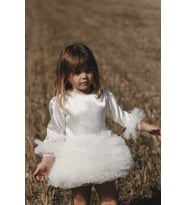 Kız Bebek Kız Çocuk Doğum Günü Parti Düğün Elbise Tüllü Tütü Astarlı Çocuk Giyim Bebek Giyim (Beyaz)