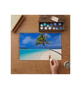 Kumsal - Deniz - Palm Ağacı Tasarımı 240 parça Ahşap Puzzle Ahşap Kutuda MP02475